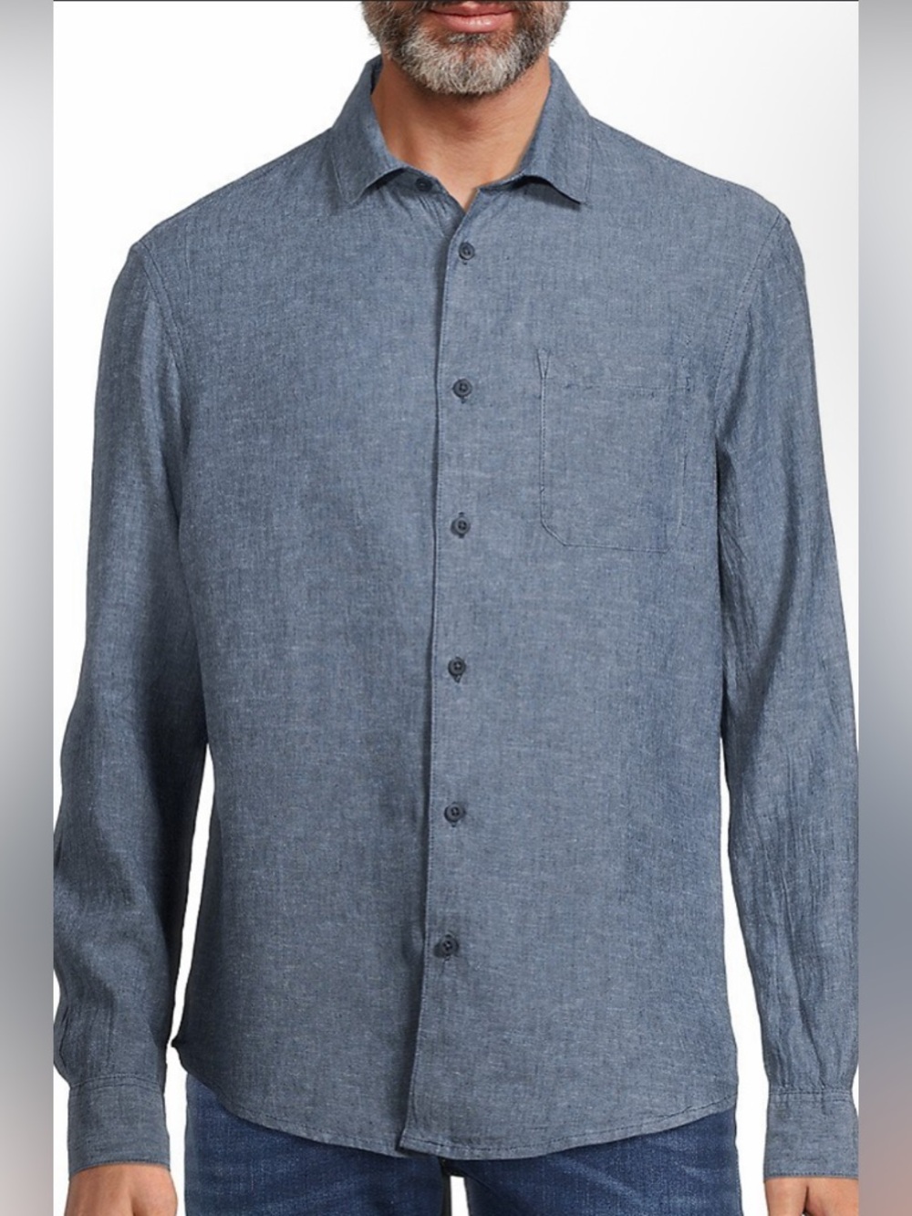 Men’s SAKS FIFTH AVENUE Linen Blend Long Sleeve Button Down Shirt medium